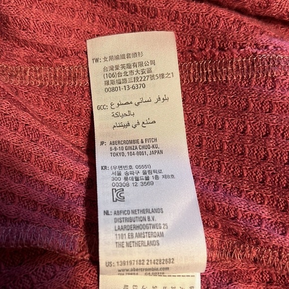 Abercrombie & Fitch Waffle Knit V-Neck Long Sleeve Pink Top Size XS - Picture 5 of 8